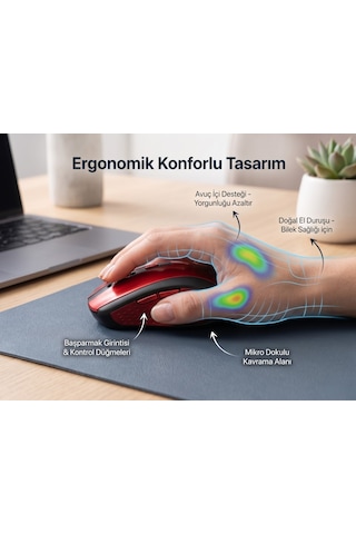 Kablosuz Mouse Kırmızı, 2.4ghz Tak-çalıştır Hızlı Kurulum Ofis İçin Mouse, Kompakt Tasarım Mini Mouse Diğer