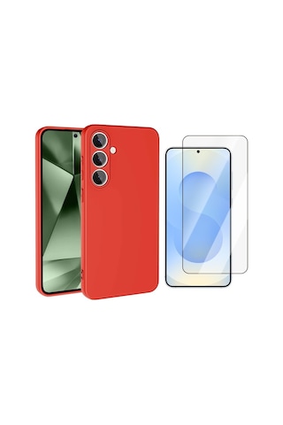 Vendas Samsung Uyumlu Galaxy A56 Kılıf Zore Mara Lansman Kapak + Hayalet Ekran Koruyucu Kırmızı