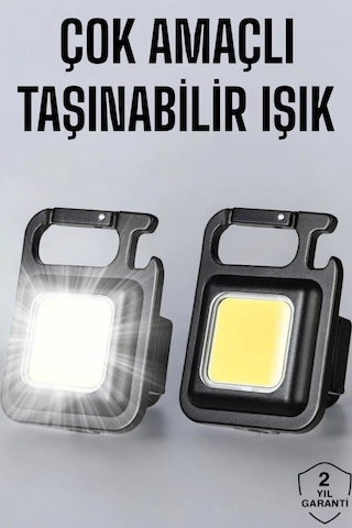 Anahtarlık Çok Amaçlı Mıknatıslı Taşınabilir Işık Led Şarjlı Çok Renkli