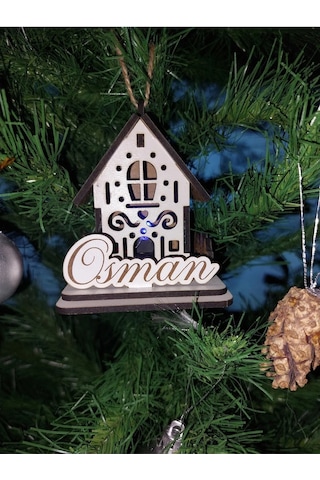 Lavanta Tasarım Işıklı Ağaca Asılabilen Maket Ev 5 Beyaz