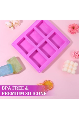 Gatherco 10'lu Paket Silikon Sabun Kalıbı, 6 Gözlü Dikdörtgen Silikon Sabun Kalıbı, Ev Yapımı El Sanatları Sabun Kalıpları Ve Çikolata Kalıpları