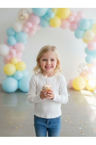 Zekids Kız Bebek Pamuklu Kolları Fiyonk Detaylı Kaşkorse Bluz-16521 Beyaz