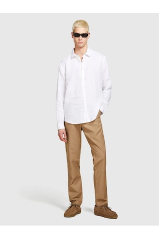 Sisley %100 Keten Regular Fit Gömlek Erkek Beyaz Gömlek - 325p5bkusq029