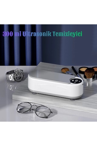 Dijital Ekranlı Ultrasonik Takı Temizleyici Çok Fonksiyonlu Takı Saat Gözlük Fırça Temizleme 300 Ml