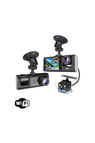 Daytona A98 Balckbox Dvr Wifi Full Hd 1080p 3 Kameralı Araç İçi Güvenlik Kamerası + Park Modu Kablosu Ön-arka-i