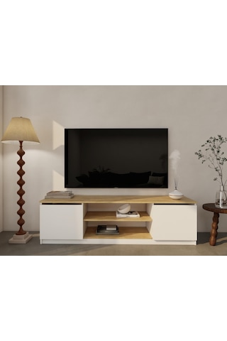 Bade Tv Ünitesi Lefkas Meşe Beyaz Renk Meşe