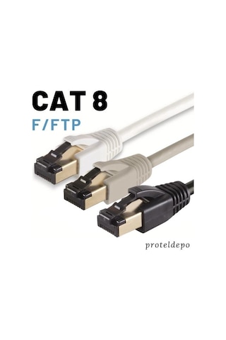 Irenis Cat8 Kablo F/Ftp Lszh Ethernet Network Lan Ağ Kablosu 25 CM Beyaz