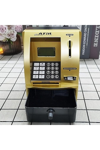 Techtic Lcd Ekran Atm Şifreli Kumbara Kağıt Demir Para Girişli