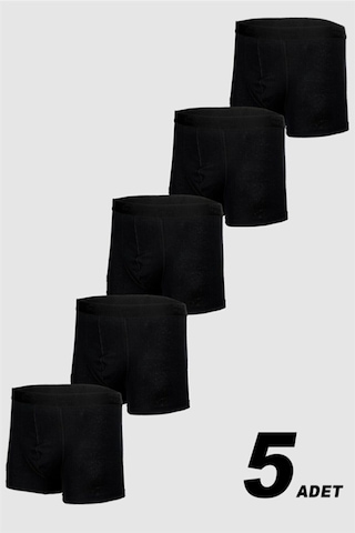 Nacar Store 5'li Erkek Siyah Pamuklu Likralı Boxer
