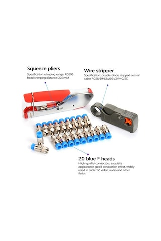 Didadodo Profesyonel Koaksiyel Kablo Sıkma Alet Seti - Rg6/rg59 İçin Mavi Küçük Boyutlu, Pratik Mavi