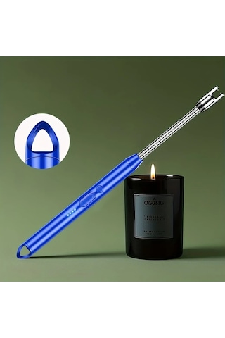 Elmpaly Usb Şarjlı Elektrikli Çakmak Mavi-üçgen Askılı Arc Şarj Edilebilir Pil Kampçılık Ev Kullanımı İçin Altın