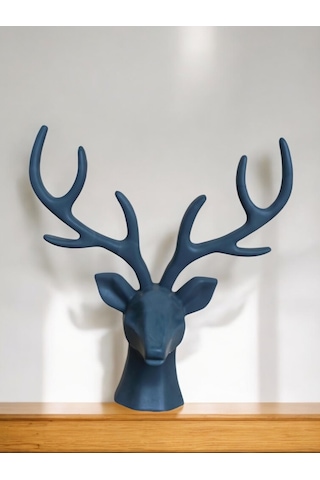 Geyik Heykeli, Büst, Siyah Renk Geyik Obje, Ev Dekoru