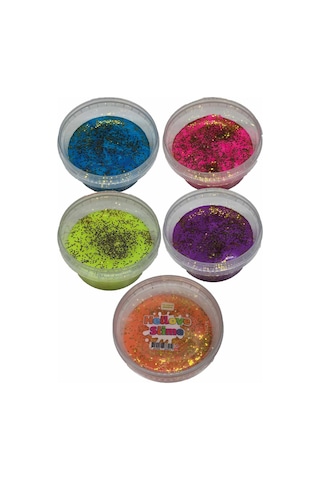 Slime Simli 5 Renk Kaliteli Fosforlu Ele Yapışmayan Pofuduk Yumuşacık Slime 5x170 Gram