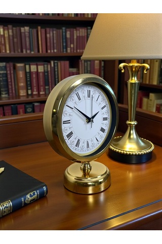 Büro Ev Ofis Hediyesi İçin 25x20cm Golden Metal Tasarım Masa Saati Diğer