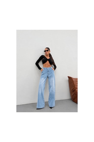 Kene Jeans Buz Kar Yan Cep Ön İşlemli Tam Kalıp Bol Paça Kot/denim Pantolon Buz Kar