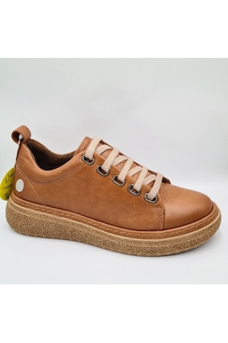 Mammamia D25ka-120 Taba Renk Hakiki Deri Kadın Günlük Casual Sneaker Ayakkabı Taba