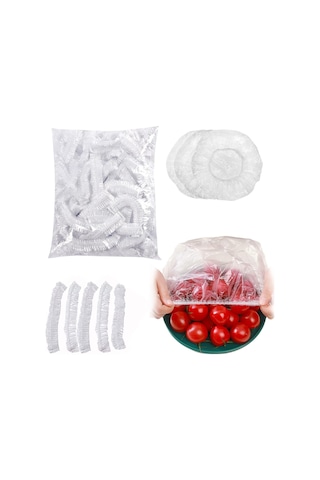 100 Lü Yeniden Kullanılabilir Elastik Plastik Kase Kapakları Şeffaf, 12x30 Cm, Hava Geçirmez Gıda Saklama Bonesi, Ev Ve Restoran İçin Sku: Smg8690010583963 Açık