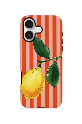 Apple iPhone Uyumlu 17 Vorian Çift Katmanlı Magsafe Kılıf Sicilian Lemon Red Stripe