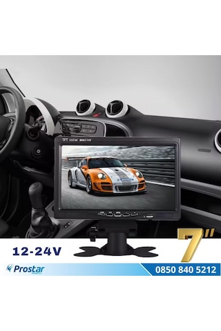7 İnç 2 Kanal Full Hd Ahd/analog Tak Kullan Araç Monitörü Ayna Görüntüsü Ayarlı + Park Çizgisi 12-24v