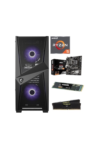 APU AMD Ryzen 5 Pro 3350G 16 GB DDR4 500 GB NVMe SSD Free Dos Oyuncu Bilgisayarı