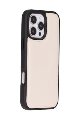 Cüzdan Taşıma Derdi Olmadan İphone 16 Pro Max Uyumlu Hakiki Deri El Yapımı Kart Yuvalı Kılıf Krem Rengi Diğer