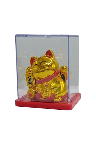 Maneki Neko El Sallayan Mini Şans Kedisi Gold Solar Güneş Enerjili 5x5cm Y7gld07