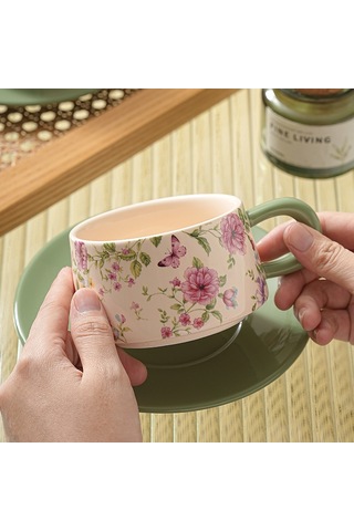 Aurora Seramik Kahve Fincanıve Tabağıseti İçek Beyaz