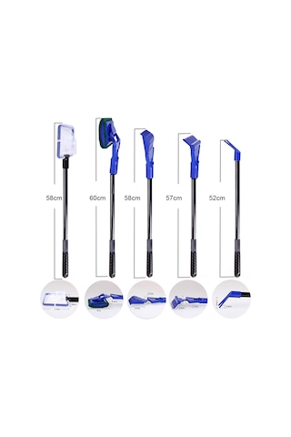 Youmex Akvaryum Temizlik Aleti Seti 5'li: Ağ, Tırpan, Fırça, Alje Tarayıcı Ve Çim Kırpıcı - Plastik Malzeme