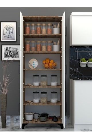 % 100 Mdf 6 Kapaklı Çok Amaçlı Kiler, Banyo, Ayakkabılık, Balkon Dolap Kapaklar:beyaz Parlak--gövde Sümla
