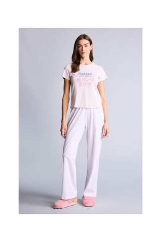 Defacto Pijama Takımı Baskılı Üst Alt H2022ax26smpn425 Pembe-pn425
