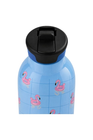 Mamawata Flamingos Pipetli Çocuk Termos Matara 470 Ml Paslanmaz Çelik Sızdırmaz Yalıtımlı Suluk Mavi