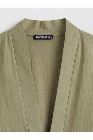 Lc Waikiki Haki Şal Yaka Oversize Kadın Kimono