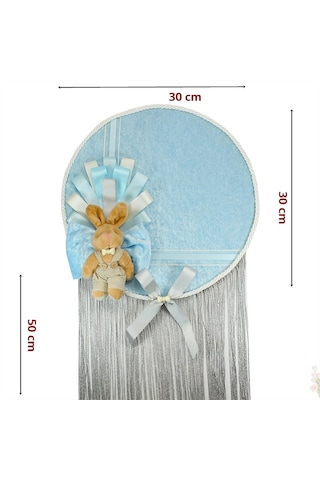 Kasnaklı Kadife 30cm Kapı Süsü - Mavi Çok Renkli