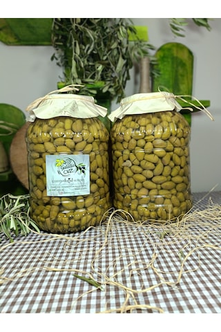 Aydın Yöresi Çekiçte Eğri Çekirdek Cinsi Sofralık Tatlandırılmış Kırma Yeşil Zeytin 6 Kg