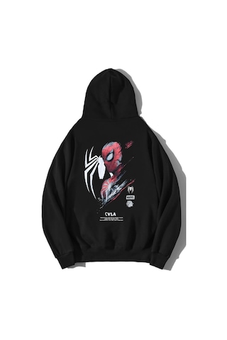Brz Collection Unisex Oversize Cvla Spiderman Hoodie Siyah