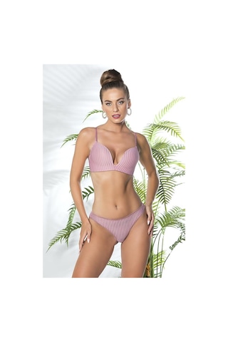 Mode Cool Dekolte Sütyen Ve String Takım Pembe Brf31772 Pembe