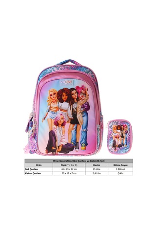 Wow Generation Group Kız Çocuk Mavi İlkokul Okul Çantası Ve Kalemlik Seti - Setwg-w6049c