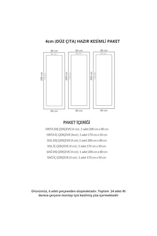 Diecor Boyanabilir Dekoratif Özel Hazır Kesim 4 Cm Duvar Çıtası 4 Cm Model:xa266