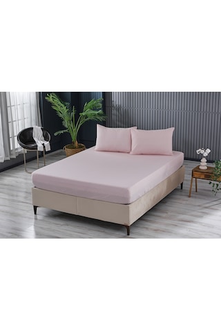 Colourful Fitted Çarşaf Çift King Size - Pudra