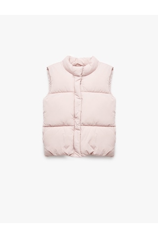 Koton Dik Yaka Fermuarlı Kolsuz Şişme Yelek Pembe 6wkg20054aw Gül