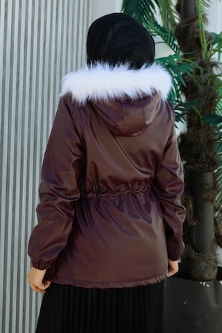 Belden Bağcık, Fermuar Detaylı Kapşonlu Kısa Deri Mont-brc6265 Bordo