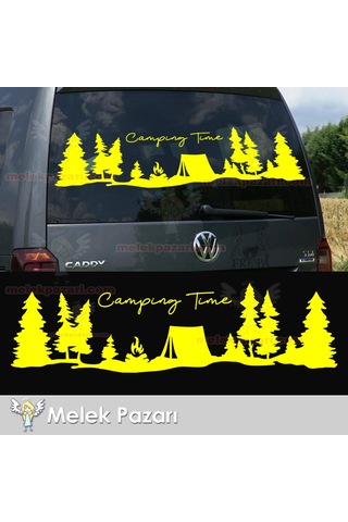 Kamp Zamanı, Camping Time Orman Manzara Karavan Sticker, Kamp Sti