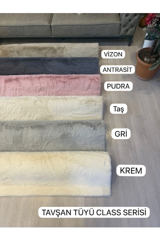 Aries Home Tavşan Tüyü Vizon Yumuşak Makinada Yıkanabilir Kaymaz Kalın Dekoratif Post Halı