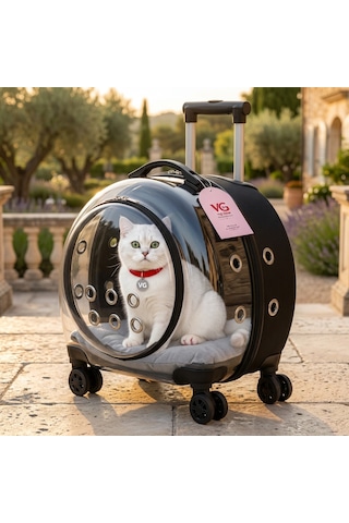 Vg Premium Şeffaf Panoramik Kedi Taşıma Valizi Xl