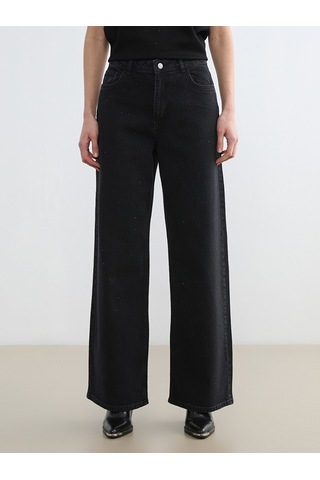 Lcw Modest Gri Taşlı Wideleg Kadın Jean Pantolon