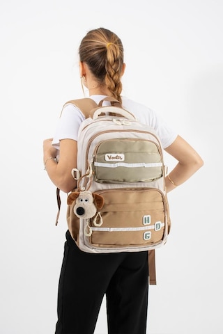 Ventis Unisex Okul Çantası Lise Ortaokul Sırt Çantası 43 30 Cm Su Geçirmez Kumaş Çok Cepli Vnt1-a Bej