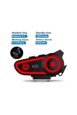 Ceylan Adam A30 Motosiklet Kask Kulaklık Intercom Işıklı 2 Eşleşme Özellikli