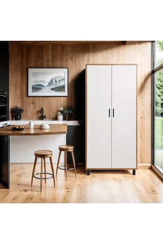 Ahşap Renk Çok Amaçlı 2 Kapılı Dolap