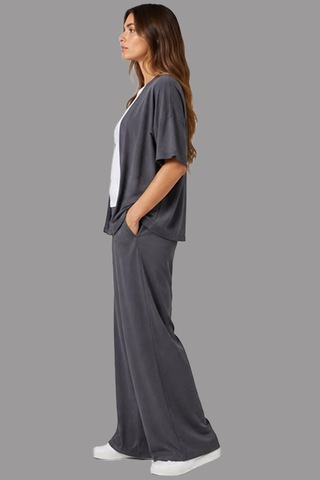 Fiolin Soft Touch Modal Kumaş Geniş Paçalı Kimono İkili Takım Antrasit