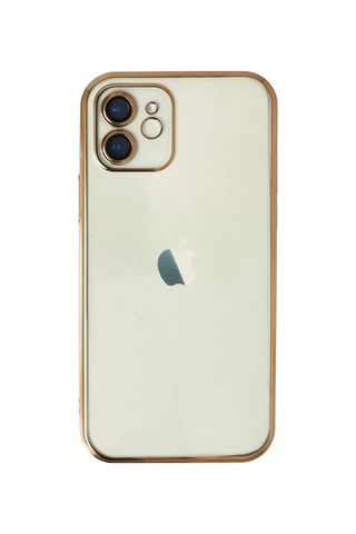 Apple iPhone Uyumlu 12 Kılıf Lensli Silikon - Gold Çok Renkli